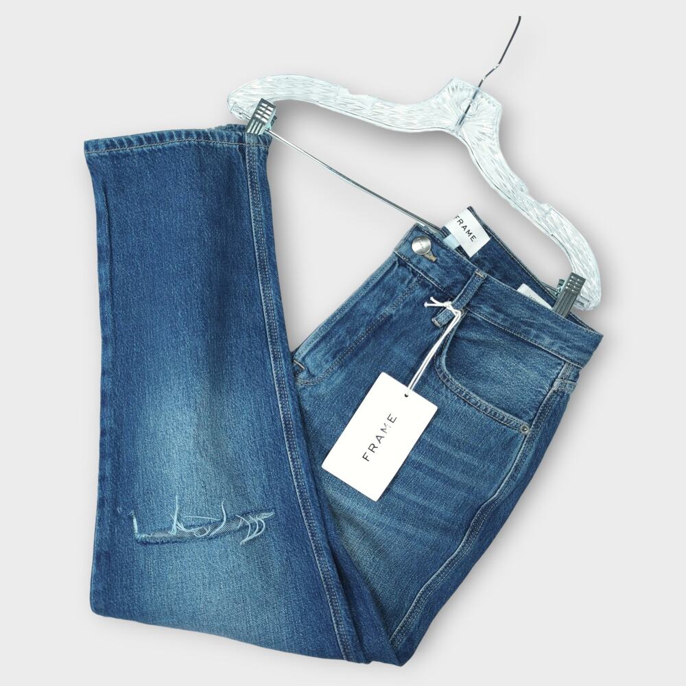 NEW Women FRAME Le Original High Rise Straight Fit Above Ankle Blue Jean Size 29